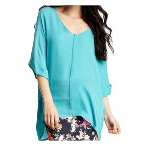 Emerson Thorpe Teal 100% Silk Blouse XS